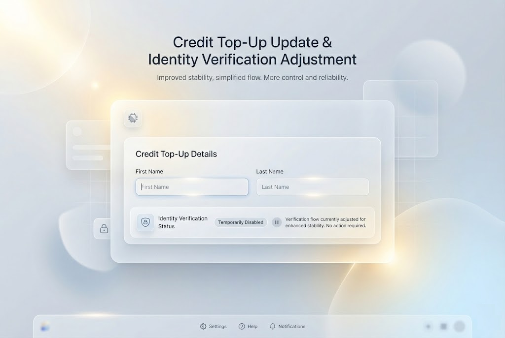 Kredi Yükleme Güncellemesi ve Kimlik Doğrulama Ayarı